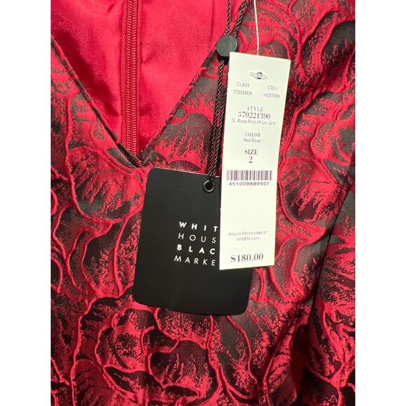White House Black Market Red Rose Print Jacquard Fit & Flare Dress Size 2 $180 - Picture 10 of 15